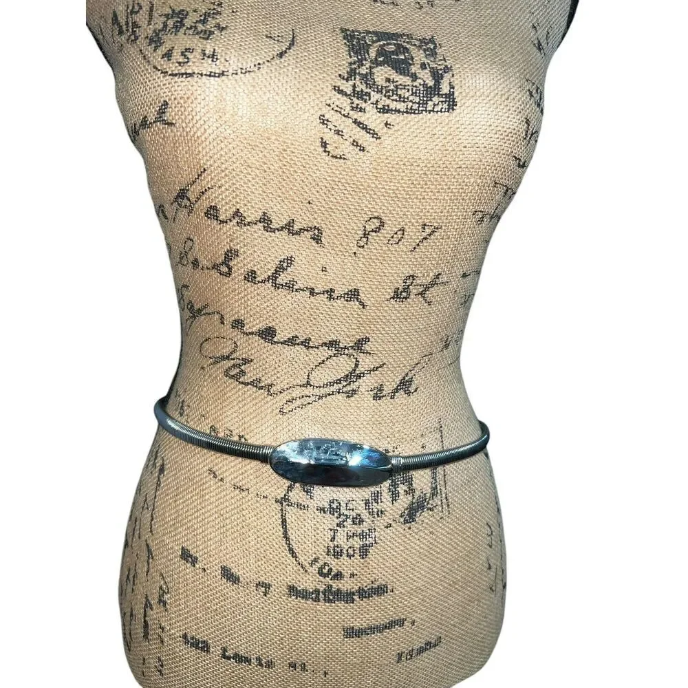 Silver Metal Stretch Fashion Belt 31” Before‎ Stretch